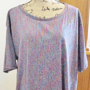 ASOS Women's Plus Size, Multicolor Metallic Thread Short Sleeve Top Stretch, 22